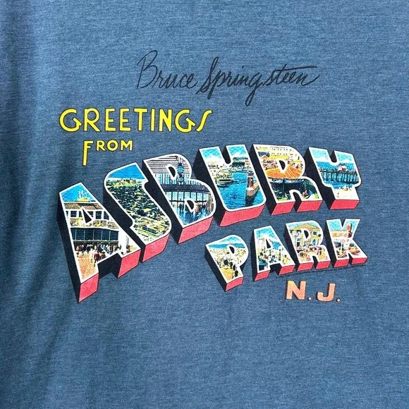 Bruce Springsteen Asbury Park NJ‎ Postcard Graphic Concert T-Shirt Mens Large - Picture 2 of 4